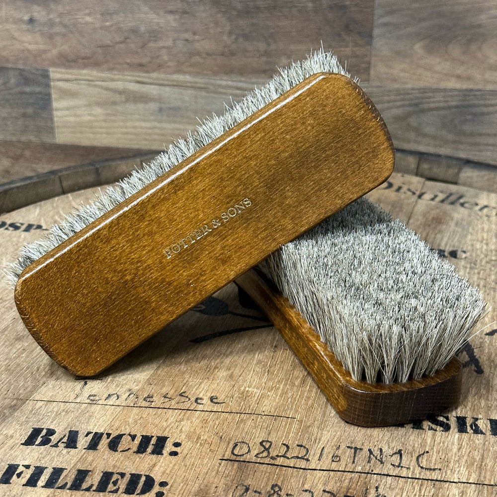 Horse hair brush. For footwear and premium leather garments.